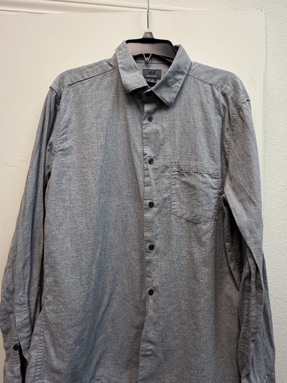 H&M Men's Button-Down 100% Cotton Shirt in Gray